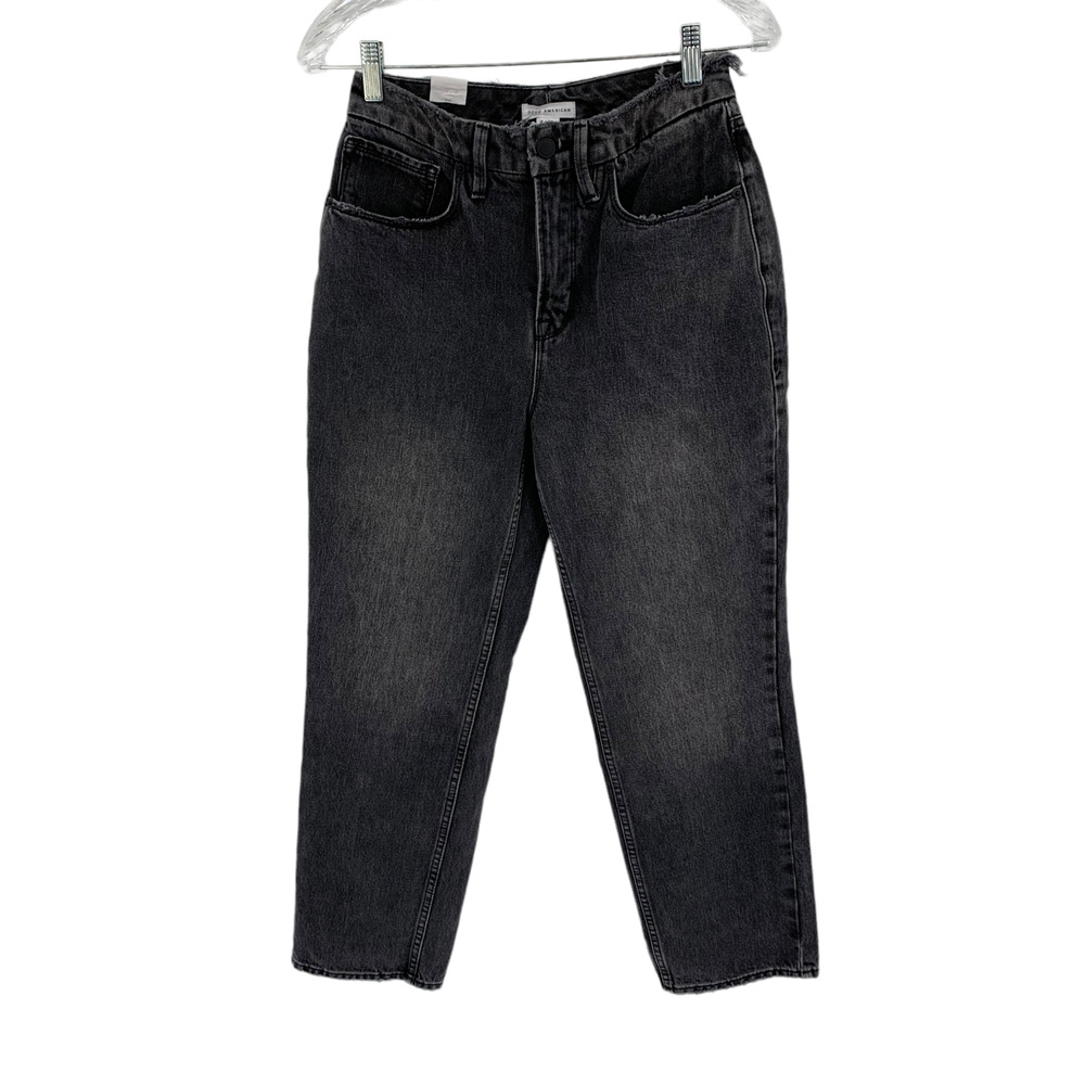 NWT Good American 90s Style Duster Straight Leg Jeans Size Womens 2/26 Black